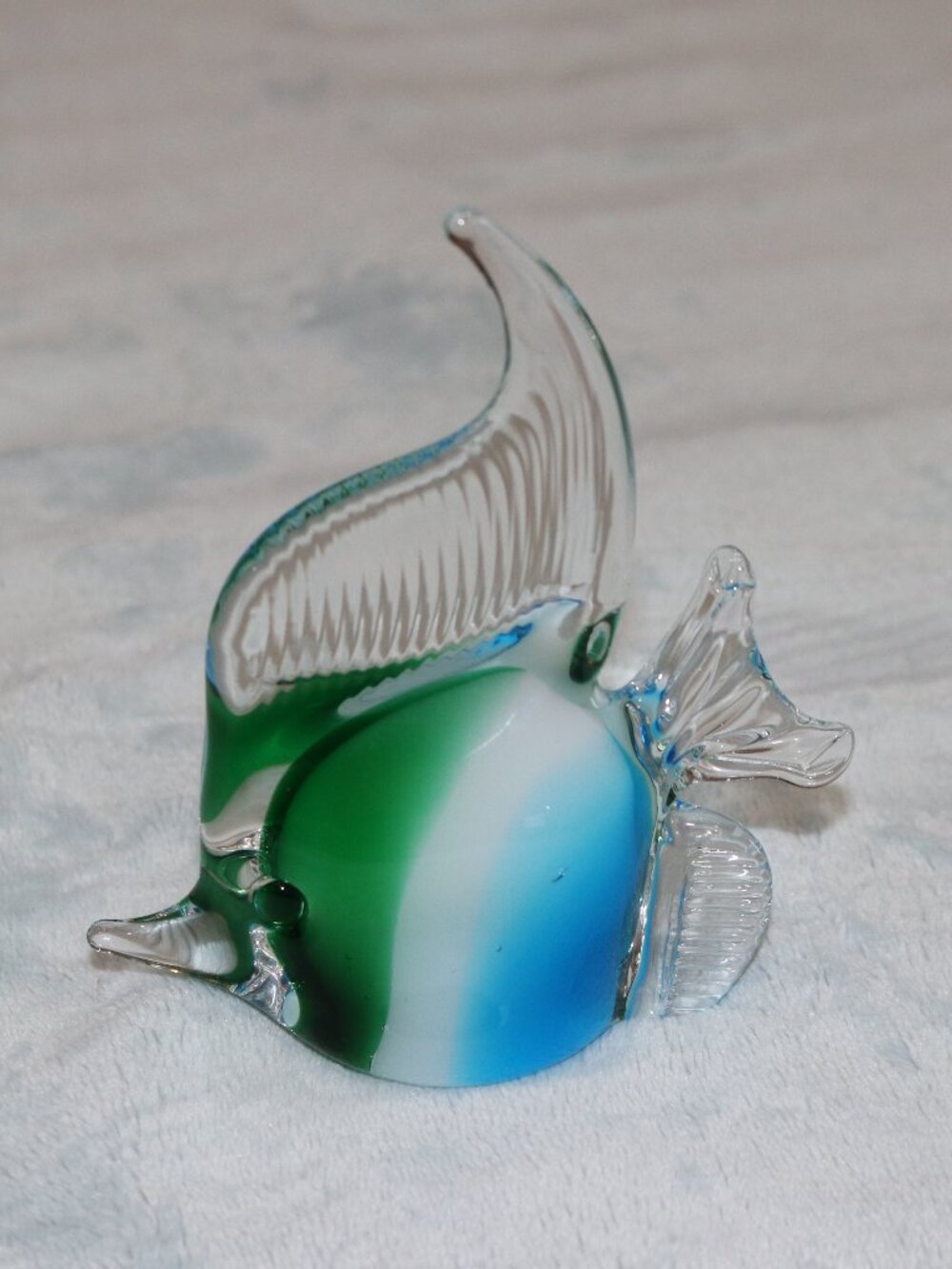 Glass blown fish set of five. Blue and green.